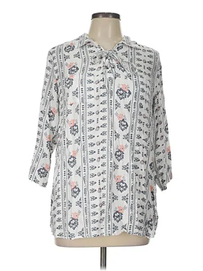 Pre-owned Natural Reflections 3/4 Sleeve Blouse In Ivory