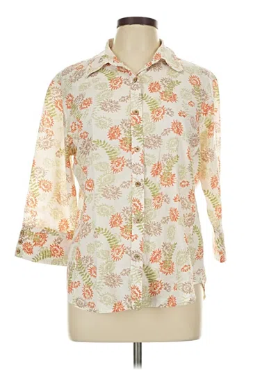 Pre-owned Natural Reflections 3/4 Sleeve Button Down Shirt In Ivory