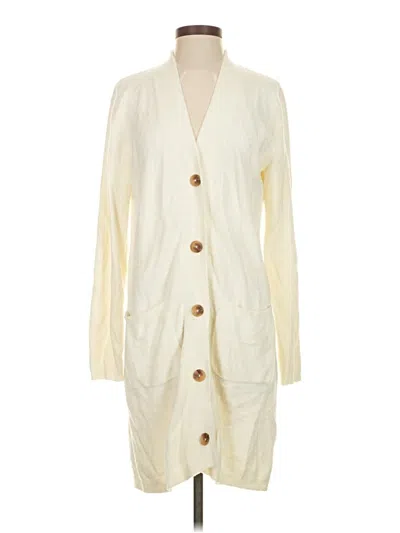 Pre-owned Natural Reflections Cardigan Sweater In White