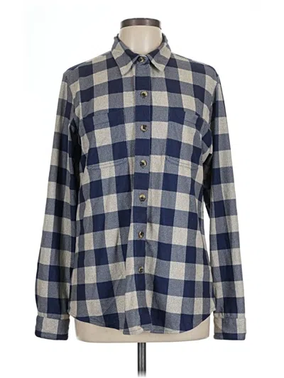 Pre-owned Natural Reflections Long Sleeve Blouse In Blue