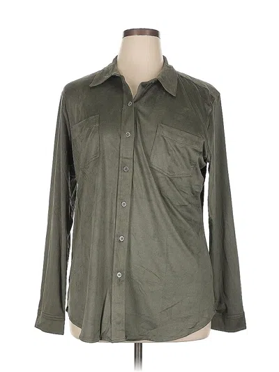 Pre-owned Natural Reflections Long Sleeve Blouse In Green