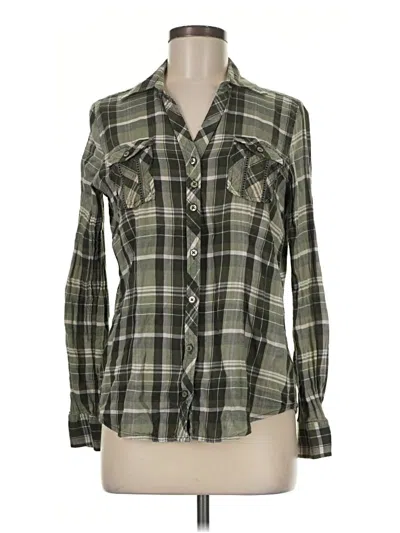 Pre-owned Natural Reflections Long Sleeve Blouse In Green