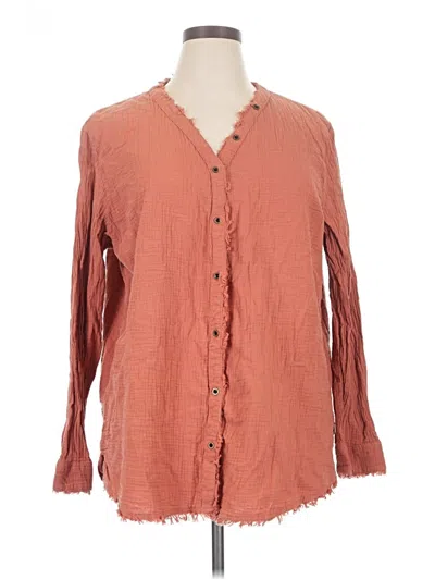 Pre-owned Natural Reflections Long Sleeve Blouse In Orange