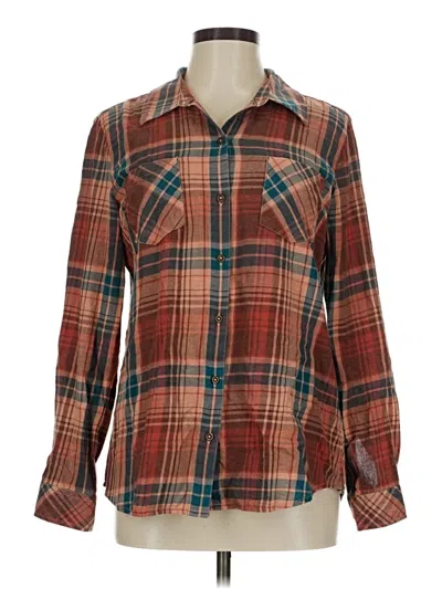 Pre-owned Natural Reflections Long Sleeve Button Down Shirt In Brown
