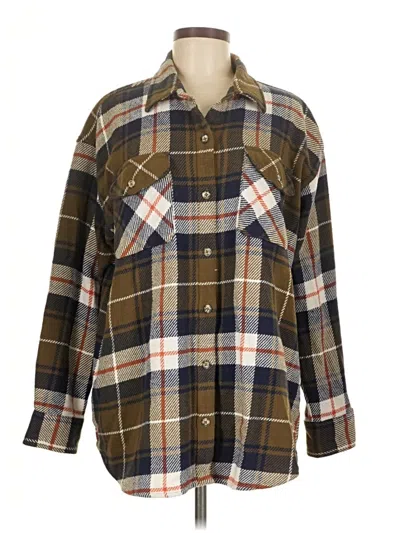 Pre-owned Natural Reflections Long Sleeve Button Down Shirt In Brown