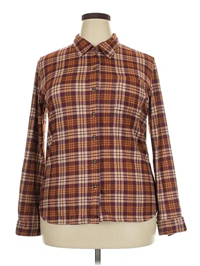 Pre-owned Natural Reflections Long Sleeve Button Down Shirt In Brown