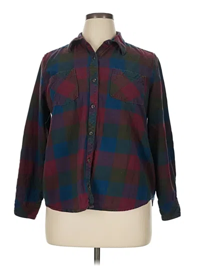 Pre-owned Natural Reflections Long Sleeve Button Down Shirt In Burgundy