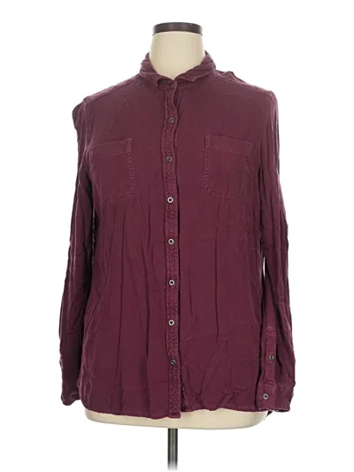 Pre-owned Natural Reflections Long Sleeve Button Down Shirt In Burgundy