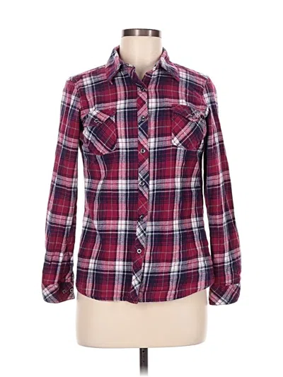 Pre-owned Natural Reflections Long Sleeve Button Down Shirt In Burgundy