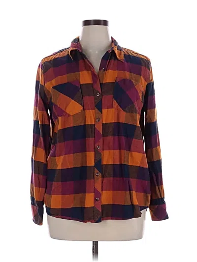 Pre-owned Natural Reflections Long Sleeve Button Down Shirt In Burgundy