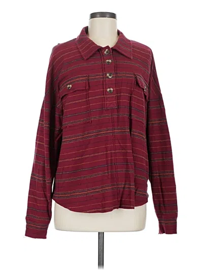 Pre-owned Natural Reflections Long Sleeve Button Down Shirt In Burgundy