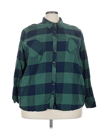 Pre-owned Natural Reflections Long Sleeve Button Down Shirt In Green