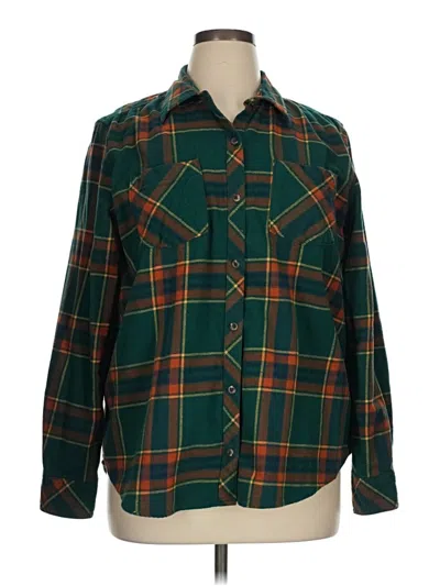 Pre-owned Natural Reflections Long Sleeve Button Down Shirt In Green