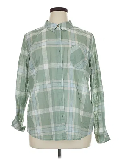 Pre-owned Natural Reflections Long Sleeve Button Down Shirt In Green