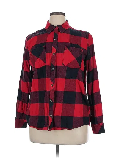 Pre-owned Natural Reflections Long Sleeve Button Down Shirt In Red
