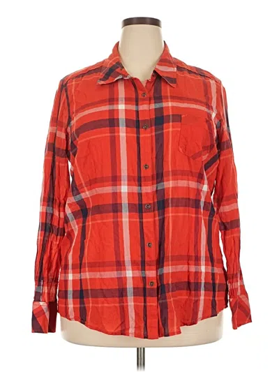 Pre-owned Natural Reflections Long Sleeve Button Down Shirt In Red