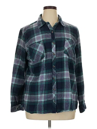 Pre-owned Natural Reflections Long Sleeve Button Down Shirt In Teal