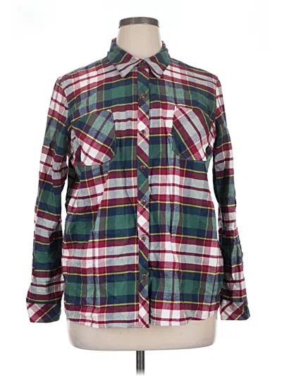 Pre-owned Natural Reflections Long Sleeve Henley Shirt In Green