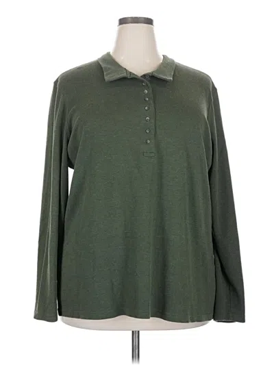 Pre-owned Natural Reflections Long Sleeve Polo Shirt In Green