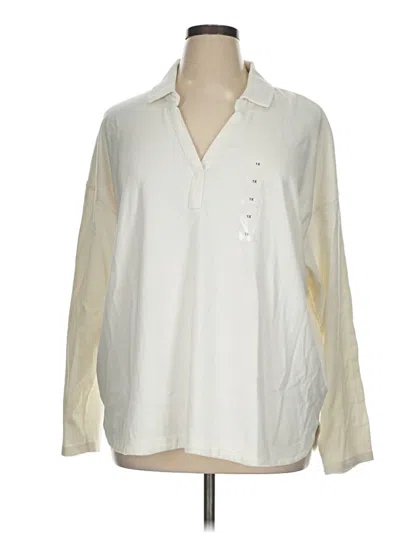 Pre-owned Natural Reflections Long Sleeve Polo Shirt In White