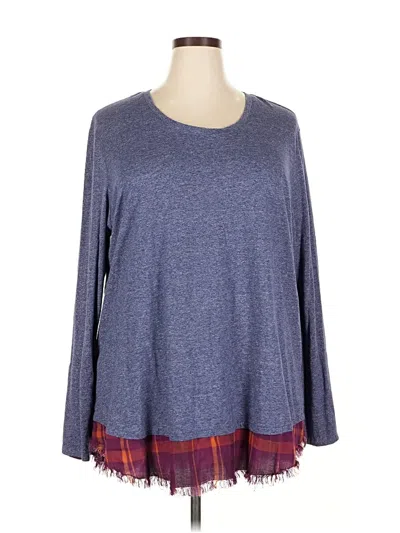 Pre-owned Natural Reflections Long Sleeve Top Blue Boatneck Tops