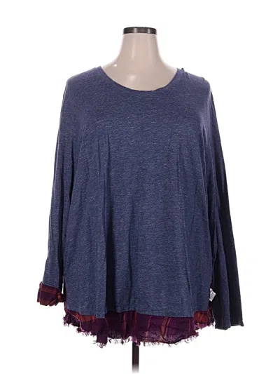 Pre-owned Natural Reflections Long Sleeve Top Blue Crew Neck Tops