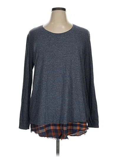 Pre-owned Natural Reflections Long Sleeve Top Gray Crew Neck Tops