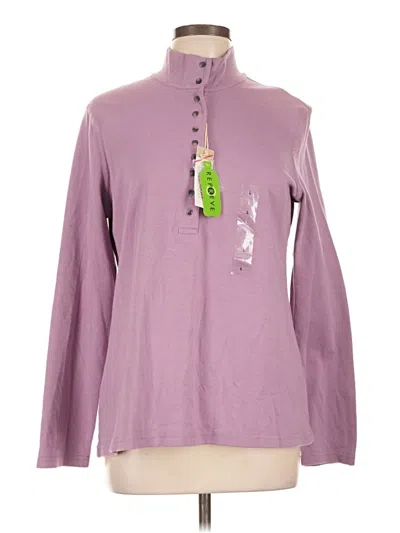 Natural Reflections Long Sleeve Top Purple Keyhole Neckline Tops