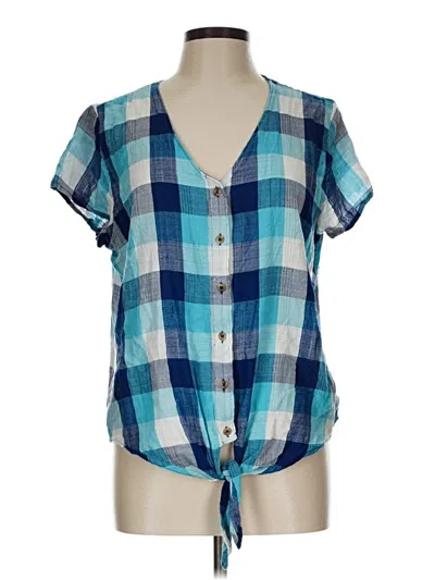 Pre-owned Natural Reflections Short Sleeve Blouse In Blue