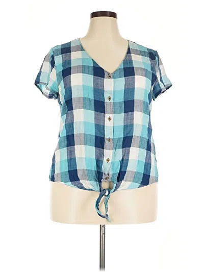 Pre-owned Natural Reflections Short Sleeve Henley Shirt In Blue