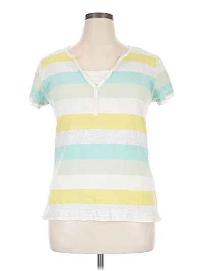 Pre-owned Natural Reflections Short Sleeve Henley Shirt In Ivory