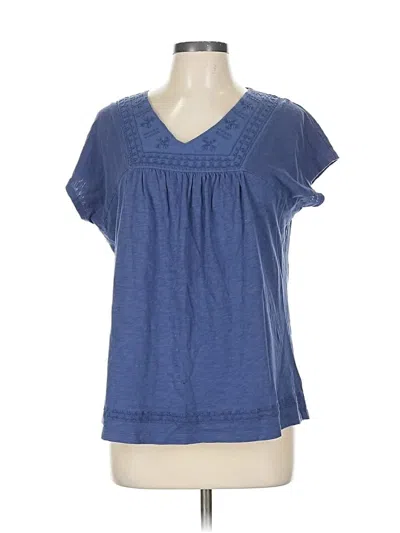 Pre-owned Natural Reflections Short Sleeve Top Blue V Neck Tops
