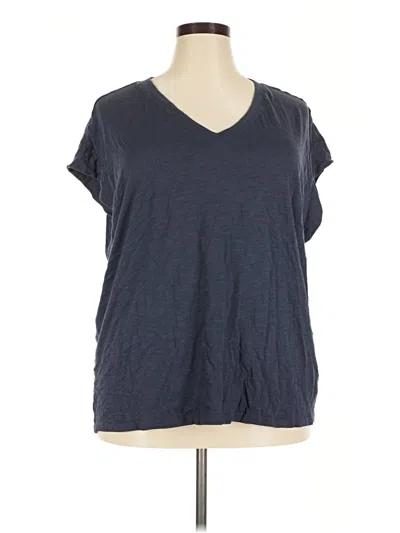 Pre-owned Natural Reflections Short Sleeve Top Blue V-neck Tops