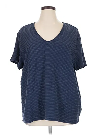 Pre-owned Natural Reflections Short Sleeve Top Blue V-neck Tops
