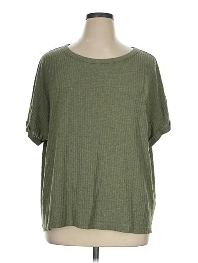 Pre-owned Natural Reflections Short Sleeve Top Green Crew Neck Tops