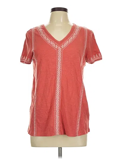 Pre-owned Natural Reflections Short Sleeve Top Red V-neck Tops
