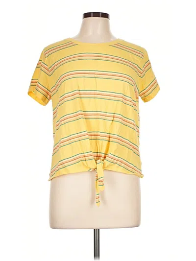 Pre-owned Natural Reflections Short Sleeve Top Yellow Keyhole Neckline Tops