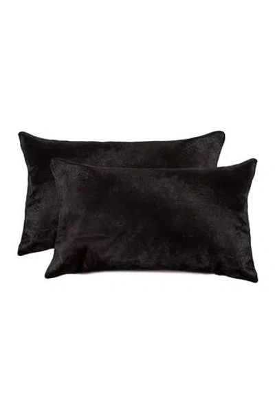 Natural Torino Genuine Cowhide Pillow In Black