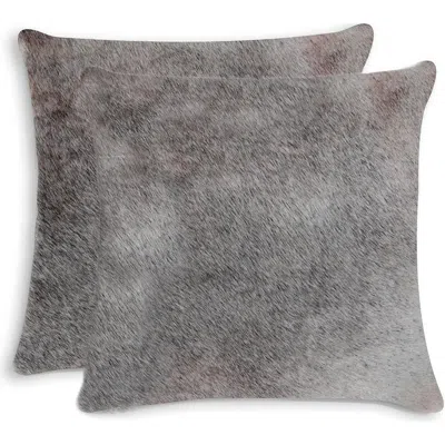 Natural Torino Genuine Cowhide Pillow In Grey