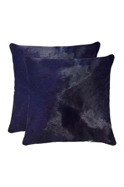 Natural Torino Genuine Cowhide Pillow In Navy