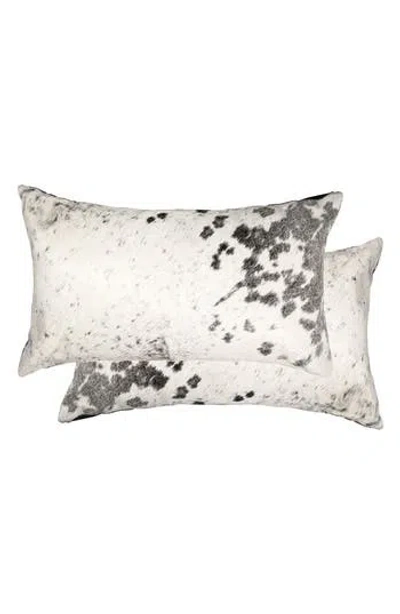 Natural Torino Grey/white Cowhide Pillow In Grey / White