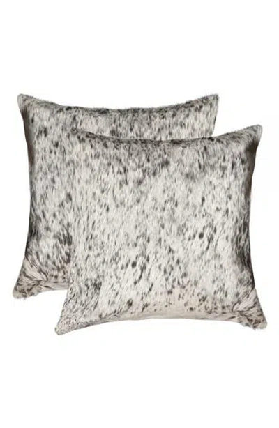 Natural Torino Kobe Dyed Cowhide Pillow In S/p Grey / White