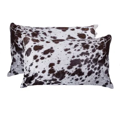 Natural Torino Kobe Genuine Cowhide Pillow In S/p Choco / White
