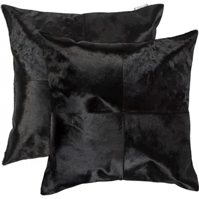 Natural Torino Quattro Genuine Cowhide Pillow In Black