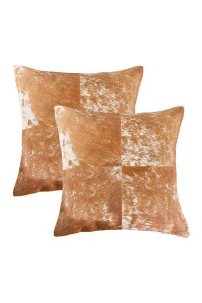 Natural Torino Quattro Pillow 18" X 18" In S/p Brown/white