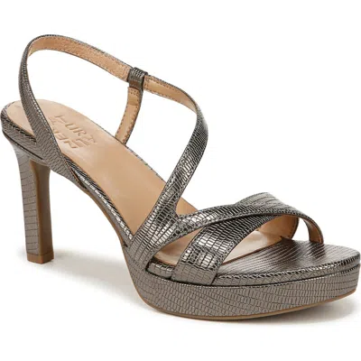 Naturalizer Abby Platform Dress Sandals In Pewter Faux Leather