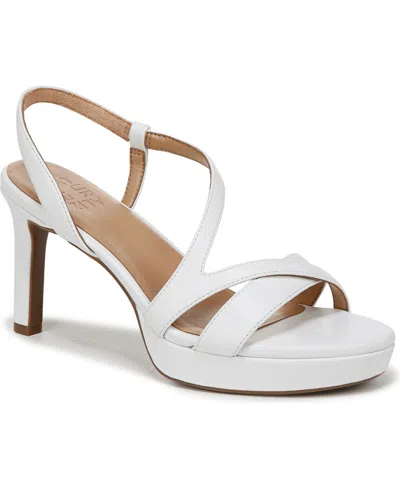 Naturalizer Abby Platform Dress Sandals In White Faux Leather