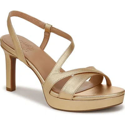 Naturalizer Abby Slingback Platform Sandal In Dark Gold Faux Leather