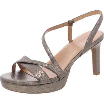 Naturalizer Abby Womens Faux Leather Platform Slingback Sandals In Silver