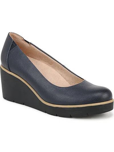 Naturalizer About Time Womens Faux Leather Slip On Wedge Heels In Blue